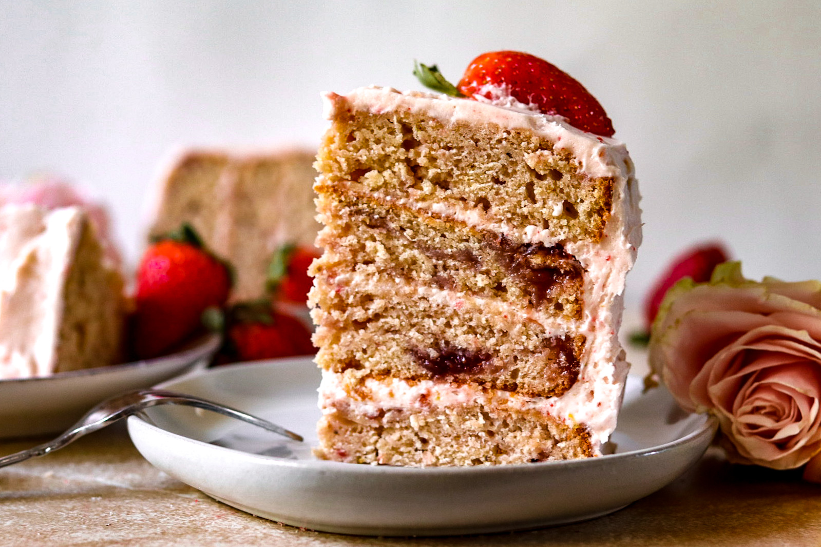 Fresh Strawberry Layer Cake - Sweetly Cakes