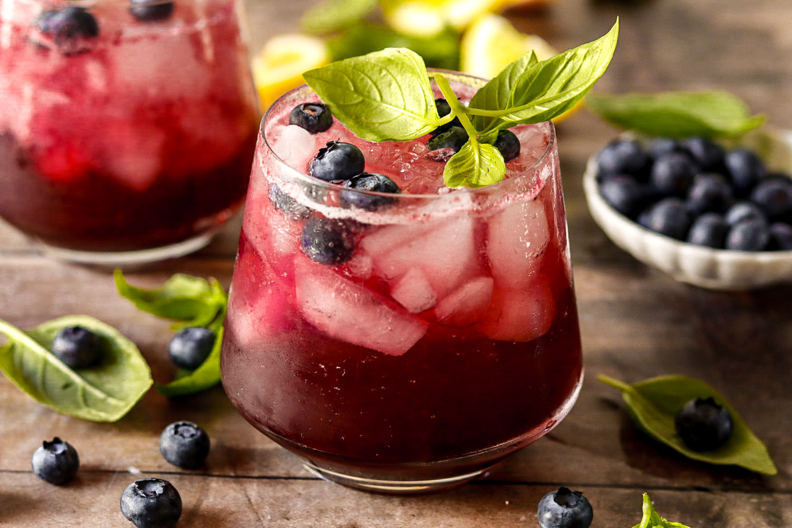 blueberry basil bourbon smash